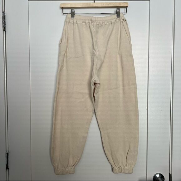Frankie Shop Jogger Pants Small Bone Waffle Knit Elastic Waist Pockets Relaxed - Picture 5 of 15
